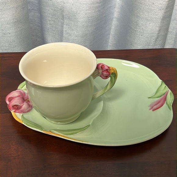 Royal Winton Grimwades LILY Tennis / Snack Set: cup snack plate/saucer England